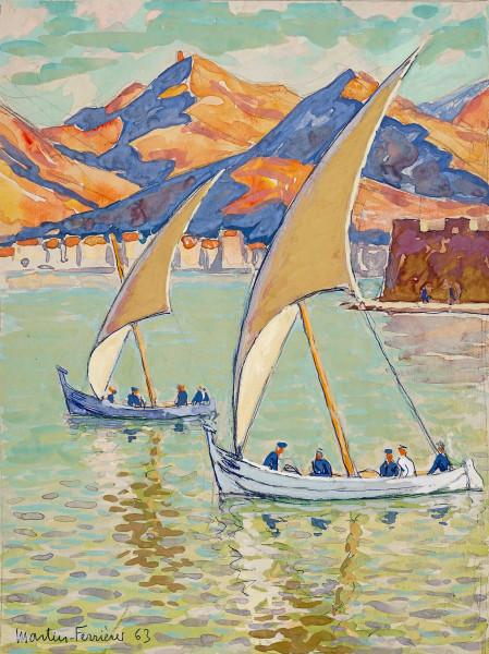 Collioure, deux voiles, 1963 Jacques MARTIN FERRIERES