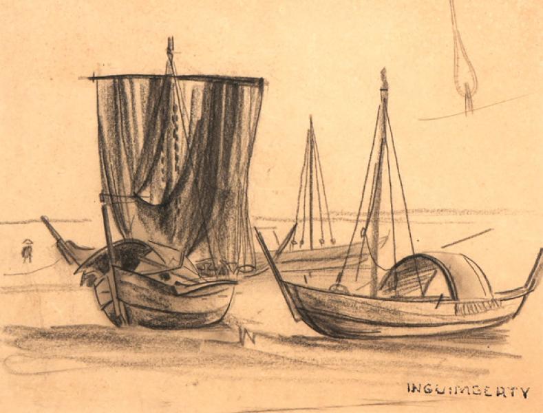 Indochine, sampans Joseph INGUIMBERTY