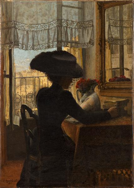 Elégante dans son salon, 1911 Louis AUDIBERT