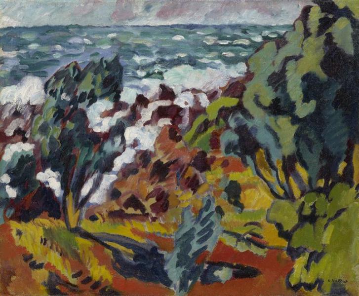 Les rochers rouges à Agay, grand vent, vers 1910. Louis VALTAT