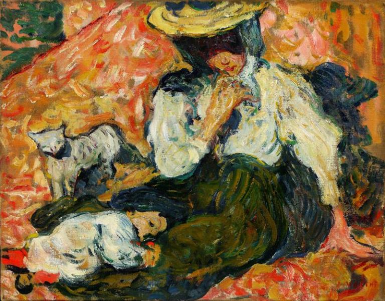 Sur les rochers à Agay, vers 1899. Louis VALTAT