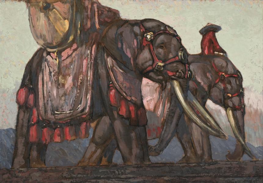 Eléphants royaux, citadelle de Hué, Annam, 1923 Paul JOUVE