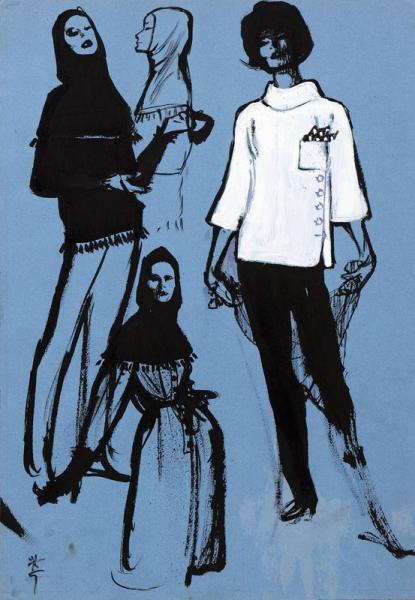 Dessin de mode, mai 1959. René GRUAU