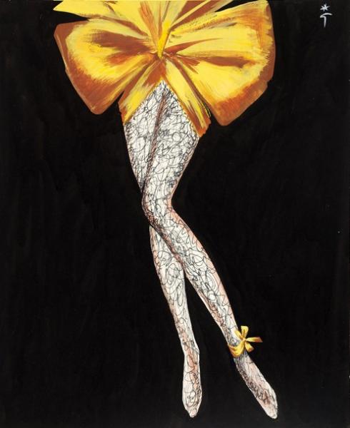 Jambes enrubannées, projet pour Ortalion (Bemberg), circa 1975 (2) René GRUAU