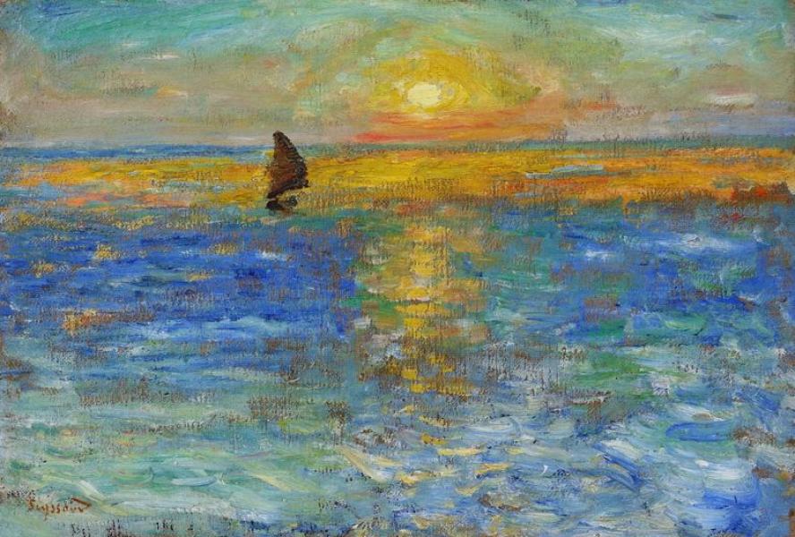 Marine, soleil couchant sur la mer à Agay, vers 1896. René SEYSSAUD