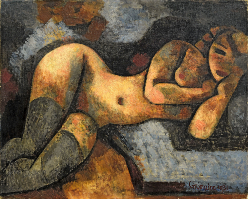 Nu couché sur fond bleu et noir, 1931 Marcel GROMAIRE